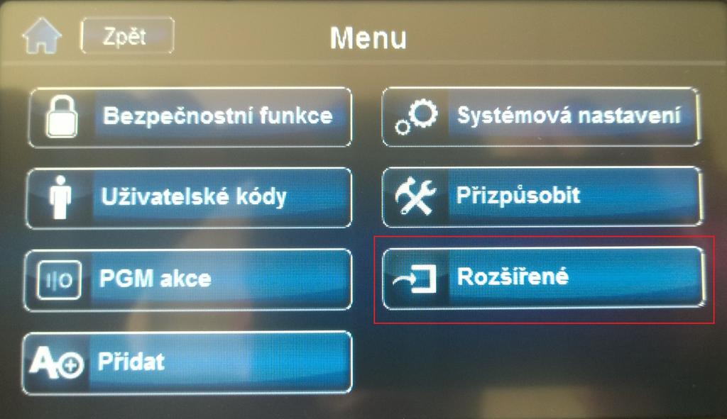 Poznámka : Přes klávesnici jdou pouze nastavit parametry PIR detektoru.