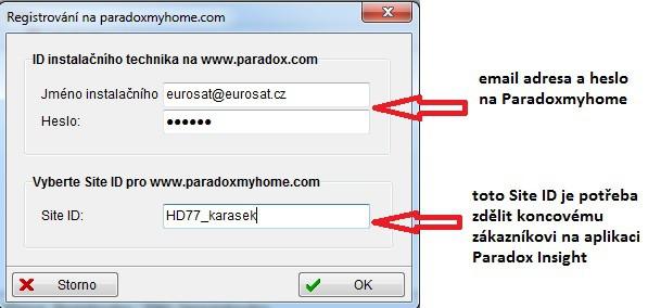 5. Zadejte požadované informace. Site ID by mělo být jedinečné. 6.