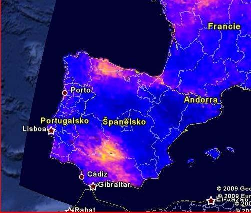Almaden - Španělsko Mapa distribuce Hg ve svrchním půdním horizontu největší akumulace Hg na světě největší kontaminace Hg antropogenní +
