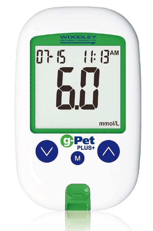 g-pet Plus glukometr umožňuje uložit 500 výsledků, k analýze je zapotřebí pouze 0.7 μl venózní nebo kapilární krve, výsledek je znám do 5 vteřin.