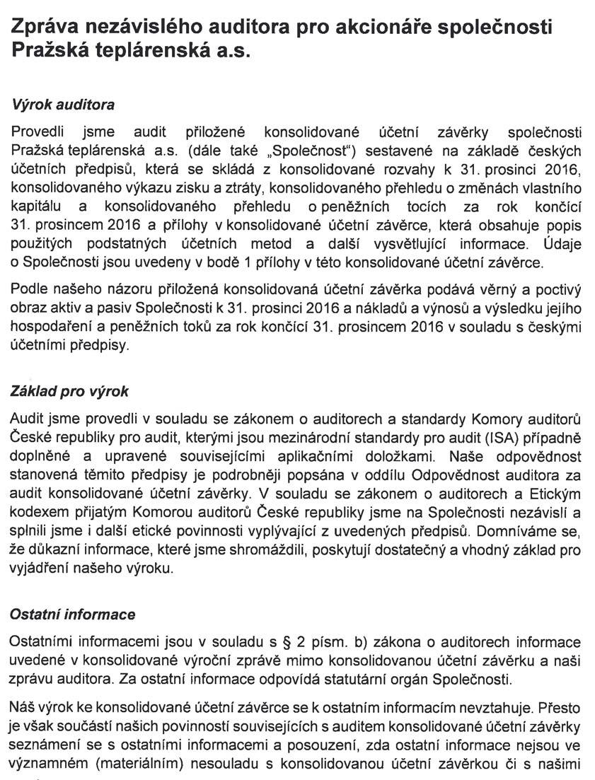 ZPRÁVA AUDITORA KPMG Česká republika Audit, s.r.o.