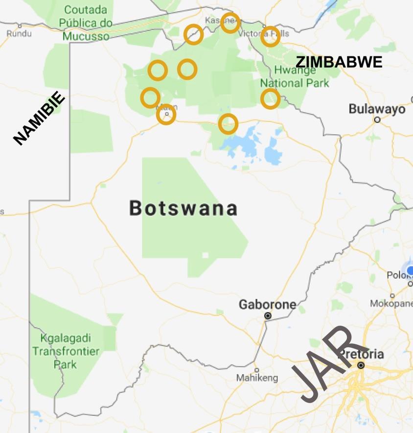 BOTSWANA, ZIMBABWE, JAR 11-ti DENNÍ POBYT Pohybovat se budeme v místech, která jsou