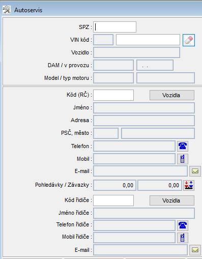 vozového parku příslušné vozidlo a) Vozidlo se vybere takovým způsobem, že se zadá registrační značka (dále jen RZ) vozidla do pole pro poznávací značky (SPZ) nebo se vyplní část VIN kódu do kolonky