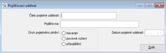 5) Uživatel může dále vyplnit výbavu jakou má zákazník ve vozu (A/N), palivo (tři znaky např.: ½), zda je vůz poškozen nebo zda se jedná o pojistnou událost.
