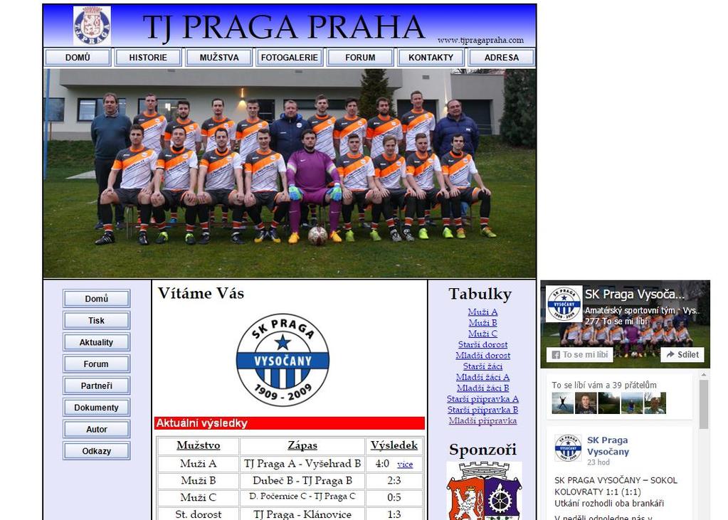 Příloha IX Webové stránky SK Praga Vysočany