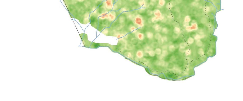Mapa vývoje kruhové výčetní základny živých kmenů v Žofínském pralese mezi lety 197-1997