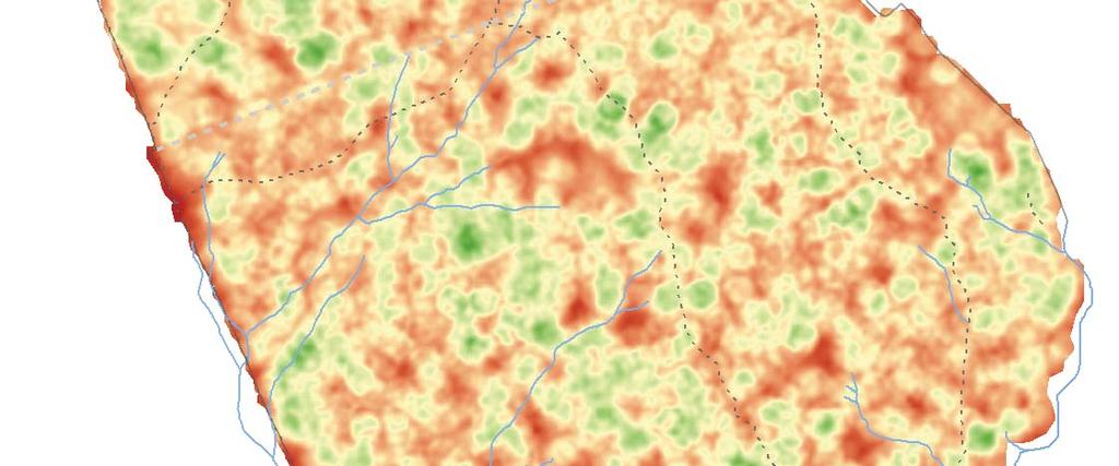 Mapa rozložení objemu všech kmenů v Žofínském pralese v roce 008 Král K., Adam D., Hort L., Janík D., Šamonil P., Unar P., Vrška T.