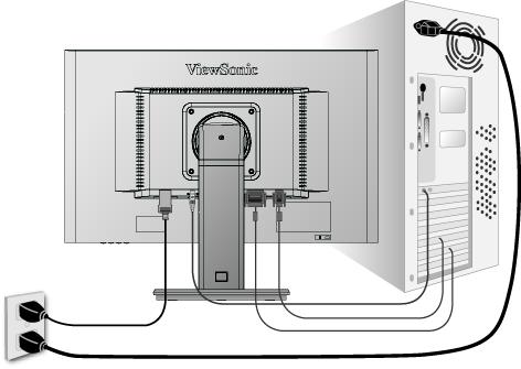 Rychlá instalace 1. Připojení napájecího kabelu a adaptéru AC/DC 2. Připojení videokabelu Zkontrolujte, zda jsou monitor LCD a počítač VYPNUTÉ. V případě potřeby odmontujte kryty zadního panelu.