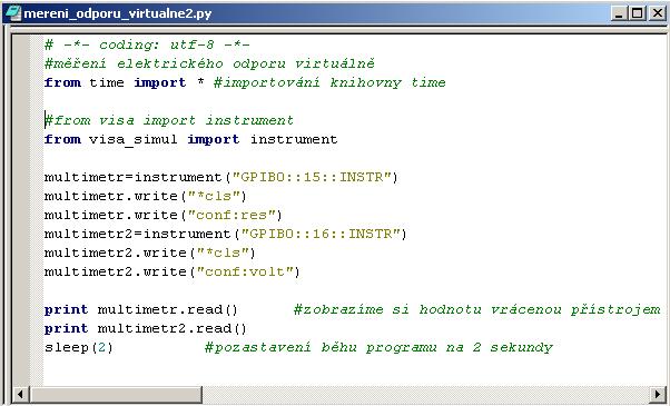 Vytvoření exe souboru z pythonovského programu Předpokládáme, že máme funkční předešlý program s názvem mereni_odporu_virtualne2.py. Nyní si ukážeme, jak transformovat náš program na program mereni_odporu_virtualne2.