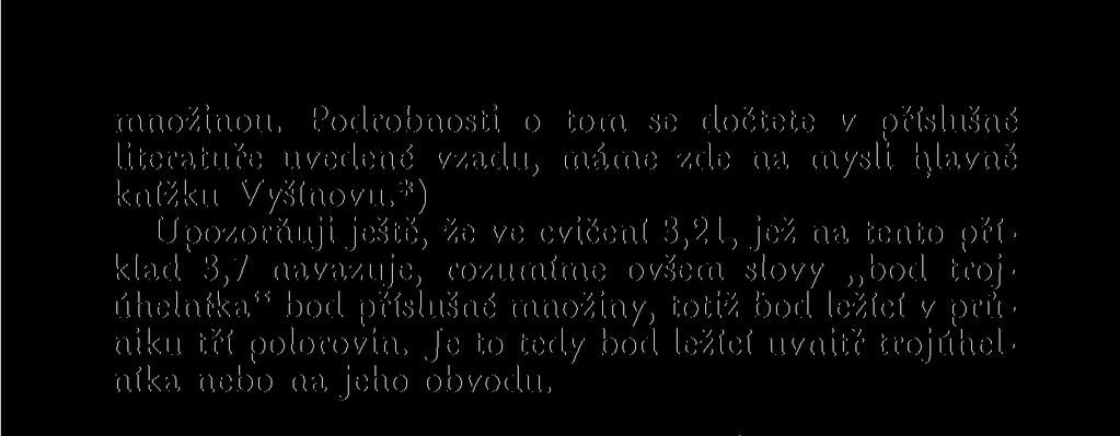 polorovin. Je to tedy bod ležící uvnitř trojúhelníka nebo na jeho obvodu. Obr. 12 U konvexních množin je ještě jeden důležitý pojem, totiž pojem opěrné přímky.