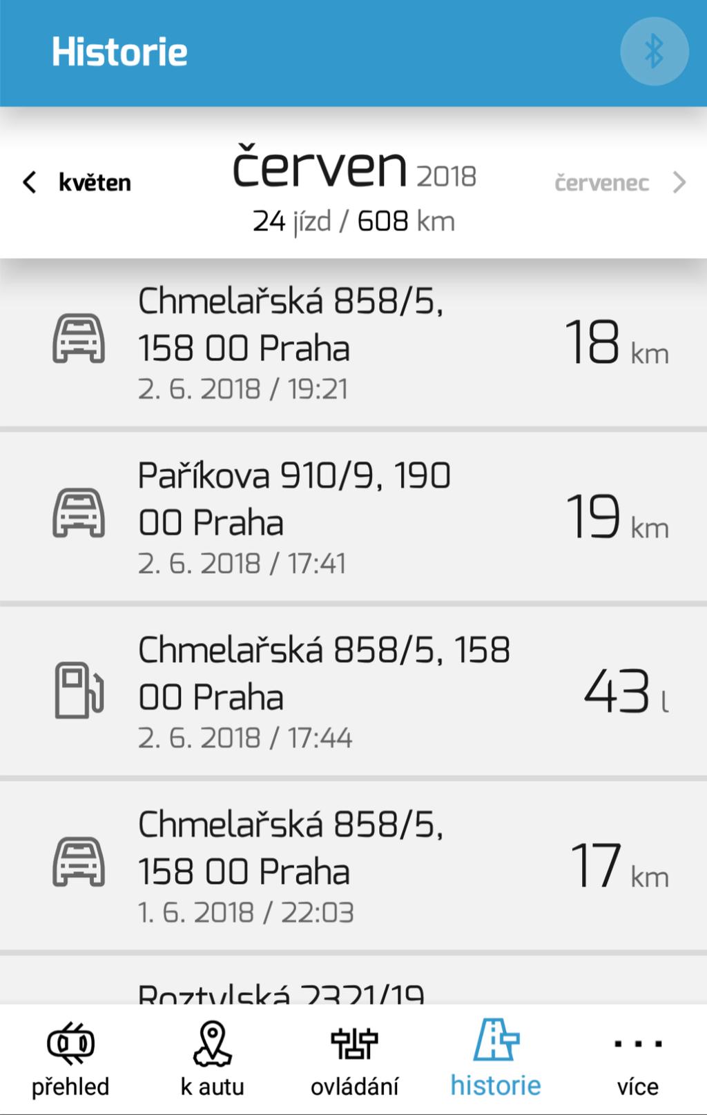 Historie tankování a jízd V seznamu jízd vidí majitel vozidla a správce všechny jízdy vozidla od doby kdy mu byly přiděleny práva. Řidič zde uvidí pouze své jízdy.