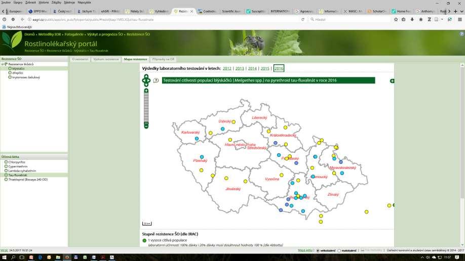 Veškeré informace k výsledkům monitoringu rezistence řepkových škůdců jsou dostupné na RLP ÚKZÚZ (volný přístup).