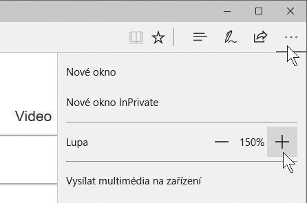 Prohlížení internetových stránek Mezi záložkami lze procházet tak, že klepneme na ouško záložky, nebo stiskem klávesové zkratky +{, eventuálně +}.