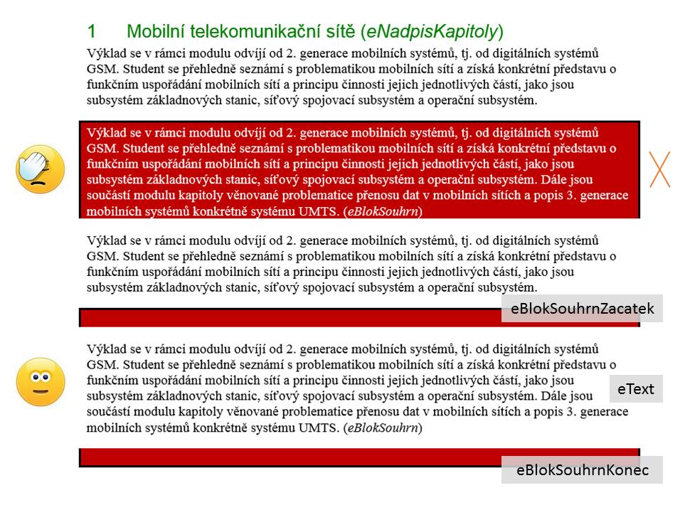 c. Následně píšete text vnitřní část edukativního bloku (můžete použít dalších prvky, jako například odrážky, obrázky, tabulky ap.).