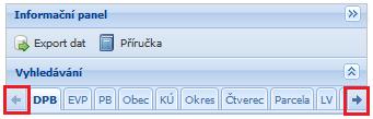 Obrázek 25 Posun v liště - ikonka lupy na začátku řádku některé z vyhledaných entit umožňuje její zobrazení v mapě 4.7.