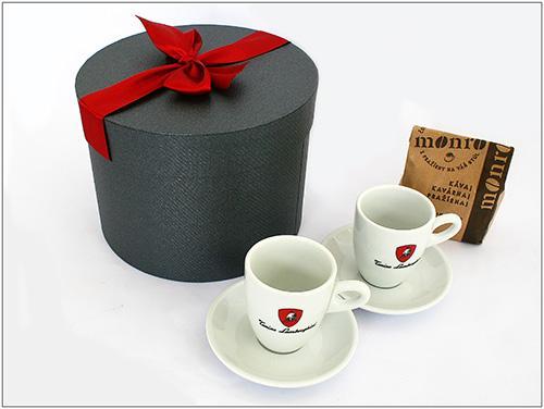 KÁVOVÁ SADA V KULATÉ KRABICI Kávová porcelánová sada v kulaté firemní