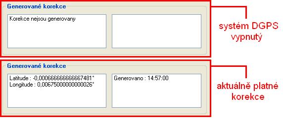 30 Obr. 5.3 : Interpretace generovaných korekcí při vypnutém a zapnutém DGPS 5.5 ZPŘESNĚNÍ SOUŘADNIC UŽITÍM KOREKCÍ Po získání hodnot korekcí, popsaných v kapitole 5.