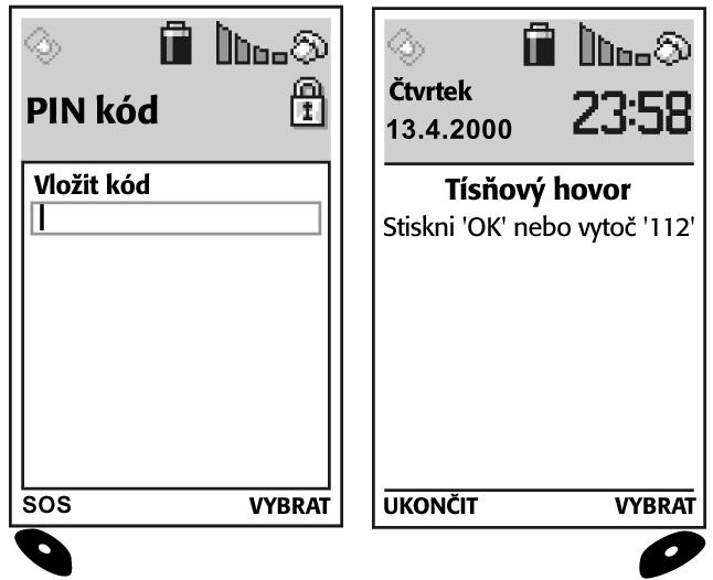 Bez vložené SIM karty âíslo tísàového volání je moïno vytoãit obvykl m zpûsobem - dokonce i bez vloïené SIM karty - zadáním ãísla (napfi. 112) v pohotovostním reïimu a stisknutím tlaãítka l.