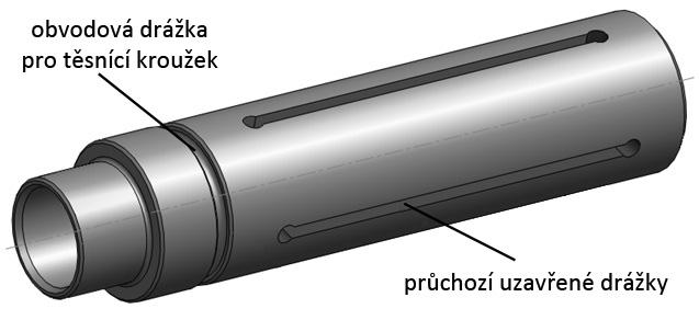 FSI VUT BAKALÁŘSKÁ PRÁCE List 56 Procesní kapalina je vedená centrálně z přívodního vedení v hydraulickém upínači do horní dutiny radiálně smrštitelného upínacího pouzdra. V tomto pouzdru (obr. 5.8) jsou vytvořeny nejméně tři průchozí uzavřené drážky v délce delší, než je kontaktní část mezi upínací stopkou řezného nástroje a upínacím pouzdrem.