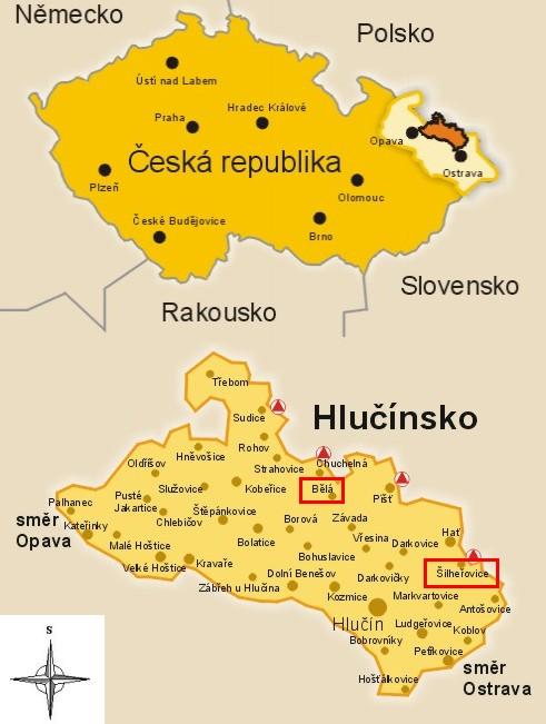 a z Lipníku nad Bečvou pocházející rodina Guttmannů rytíři Wilhelm (1826-95) a David (1834-1912). 2.3 Šilheřovice a Bělá Jak Šilheřovice, tak Bělá se nacházejí na Hlučínsku (Obr. 2.3-4).