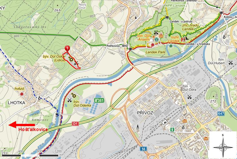 konfigurace terénu. Původní architektonická a urbanistická koncepce se uplatňovala v pohledu od jihozápadu, který je dnes zakrytý haldou.