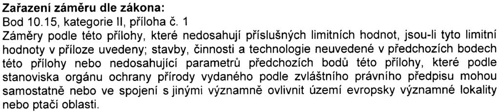 1 Zámìry podle této pøílohy, které nedosahují pøíslušných limitních hodnot, jsou-ii tyto limitní hodnoty v pøíloze uvedeny; stavby, èinnosti a technologie neuvedené v pøedchozích bodech této pøílohy