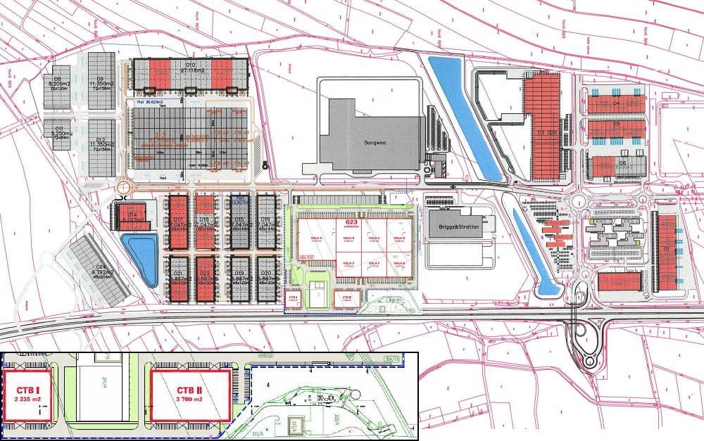Řešené profese: vzduchotechnika, chlazení, vytápění, plynová instalace, ZTI, inženýrské sítě. 6. CTP PARK OSTRAVA HRABOVÁ, Výrobní haly O4 O22 pro CTP INVEST, spol. s r.o. Projektanti: Ing.