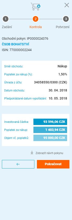 Změnit typ pokynu na pravidelný je možné pouze u fondů.