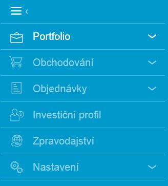 2. Úvodní obrazovka a ovládací prvky Úvodní obrazovka Jako úvodní obrazovka aplikace ČSOB Investice se zobrazí detail portfolia v řádkovém uspořádání.