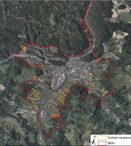 MAPPING ORCHARD MEADOWS IN DĚČÍN TOWN Elbe (Labe) river České středohoří protected area (volcanic basaltic hills)