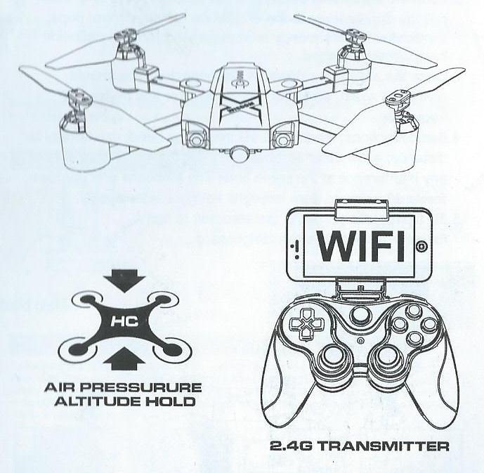 Uživatelská příručka Skládací X Mini Dron s kamerou HD 720P a Wifi FPFPVFPVVideo Dron je vybaven kvalitní HD kamerou a