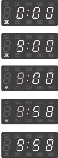 KEZELŐFELÜLET 1. Az óra beállítása Miután csatlakoztatta a készüléket az elektromos hálózatba, a hangjelet követően a kijelzőn 0:00 jelenik meg.