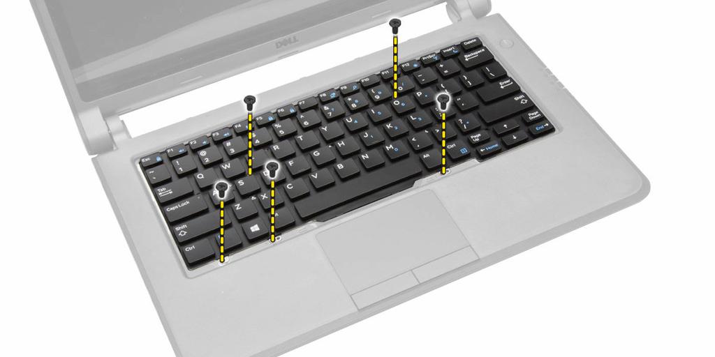 3. Odstraňte šrouby, které připevňují klávesnici k počítači. 4.