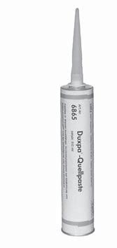Těsnění spár Příslušenství Duxpa -Bobtnavá hmota (Quellpaste) Provazec v tubě, vhodný pro zatěsnění špatně dostupných míst a v případě nerovnosti pracovní spáry. Těsní proti vodě a různým chemikáliím.