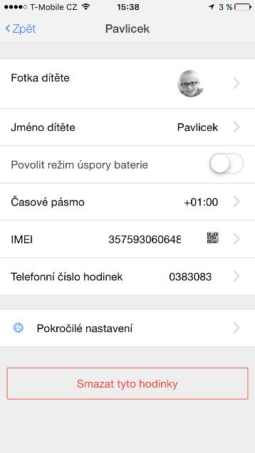 7. Nastavení telefonních čísel Prosím, jděte na Nastavení/ Telefonní čísla. Zde můžete nastavit telefonní čísla, na které může dítě volat a která mohou volat jemu.