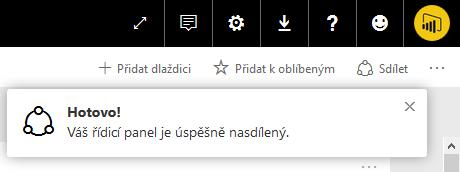Možnost Sdílet Možnost sdílet report je jen v části Řídící