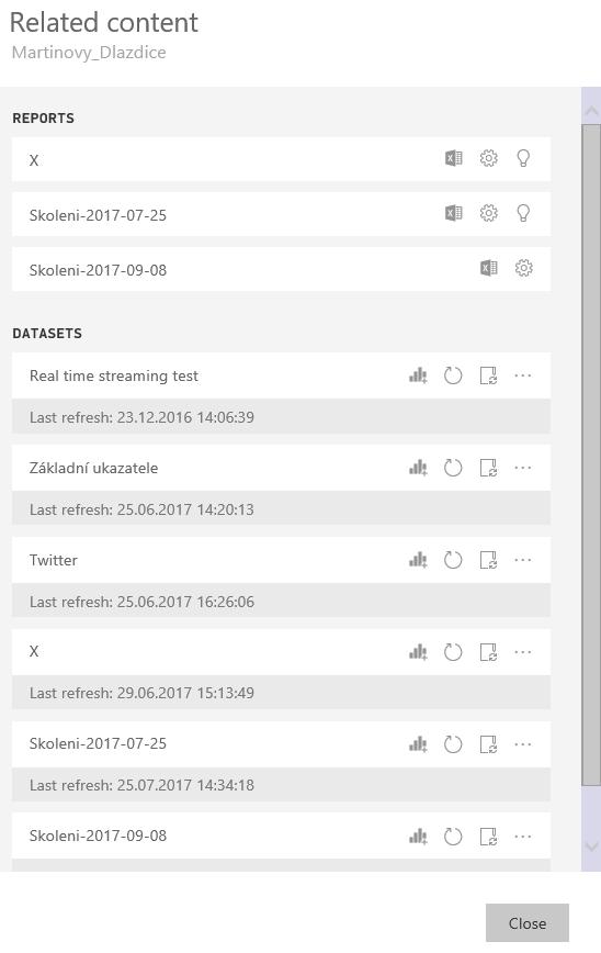 Zobrazení souvislostí Dashboardy a Reporty mají k