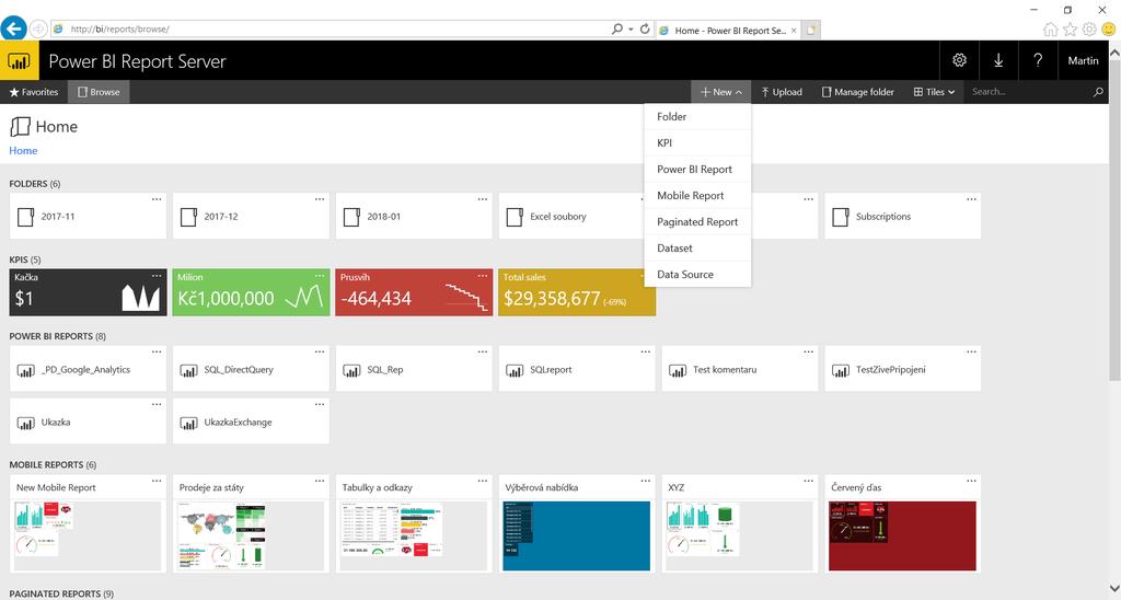 Power BI Report Server Domovská