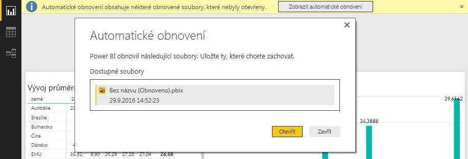 Automatické obnovení souboru Aplikace umí po vzoru Office