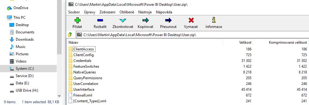 Credentials C:\Users\Martin\AppData\Local\Microsoft\Power BI