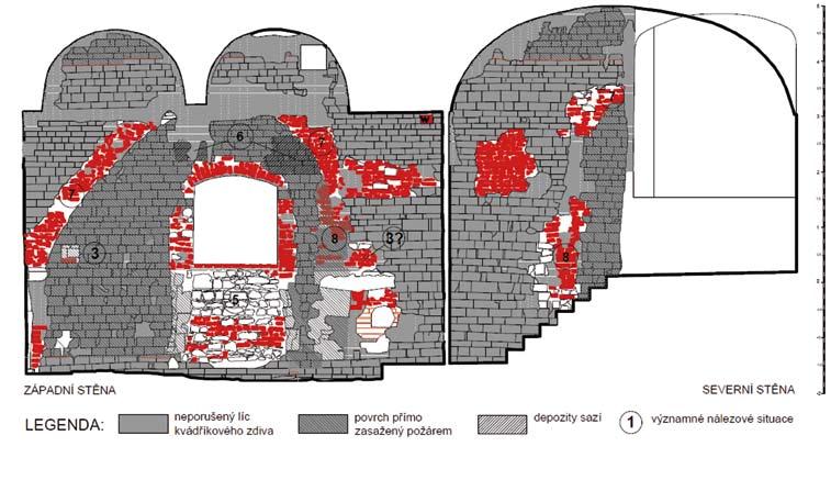 2017 hradu by předpokládaly věž vtaženou za hradební zed. Poloha nálezu románské hradby učiněného J. Frolíkem v blízkém domě č. p. 58 8 stejně jako předpokládaná poloha původního vstupu do věže při vnitřním, tj.