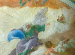 Tismice (správní obvod obce Český Brod), kostel Nanebevzetí Panny Marie, výmalba interiéru, presbytář, detail, stav po restaurování.