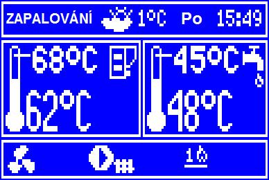 8.5 Režim ZAPALOVÁNÍ Režim ZAPALOVÁNÍ slouží k automatickému zapálení paliva v kotli. Za normálních okolností trvá cca 2 až 5 min.