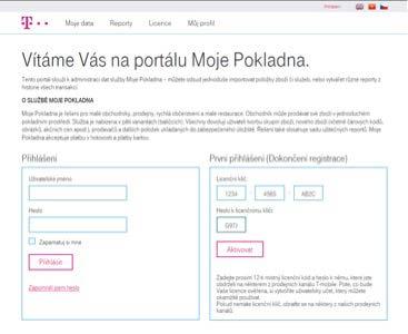2 PRVNÍ PŘIHLÁŠENÍ Na portále jděte na záložku Nastavení EET 2.1 Vložení EET certifikátu Pro nahrání EET certifikátu je nutné aktivovat svůj účet na webovém portále moje-pokladna.t-mobile.cz.