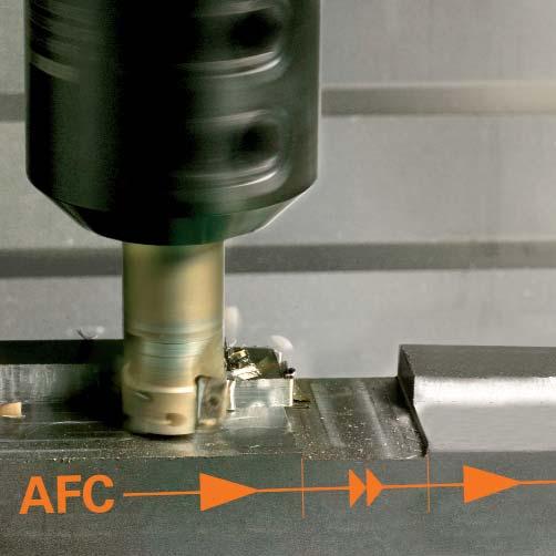 Adaptivní řízení posuvu AFC (Adaptive Feed Control) reguluje velikost posuvu z itnc automaticky v závislosti na aktuálním výkonu vřetene. V tzv.