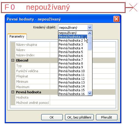 Příklad: Typ pevných hodnot Po výběru požadované pevné hodnoty je určen její typ.
