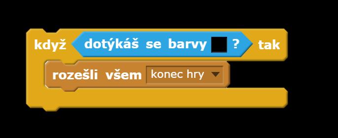 2. FÁZE METODICKÉ POZNÁMKY: Ve druhé fázi je vhodné nastavit, kdy hra končí. Žák tedy řeší problém, jak poznat, že objekt dopadl na okraj scény. Zde je možné postupovat různými způsoby (např.