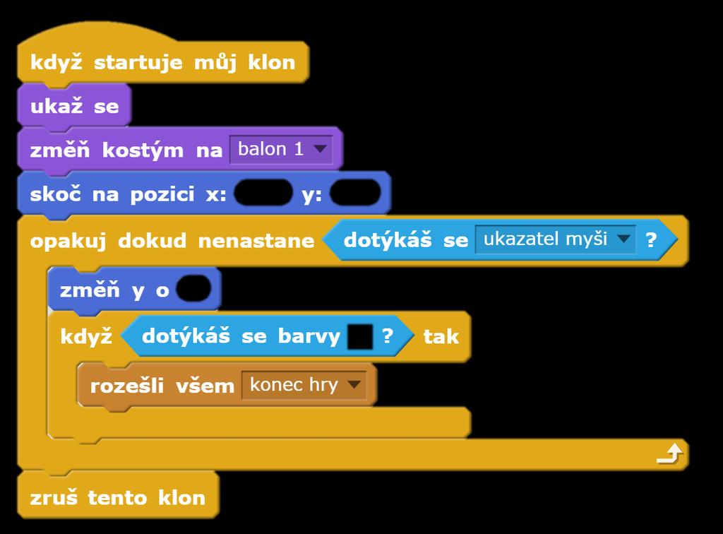objekt kulička v ukázce má více předem nastavených kostýmů.