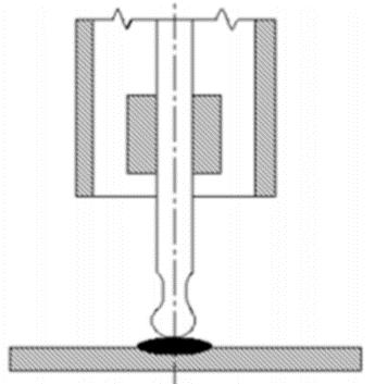 Obrázek 34: Zkratový proces [31] b) Bezzkratový proces U tohoto procesu je průměr kapky menší než vzdálenost tavné lázně a elektrody. Vzniká při vyšším proudovém zatížení elektrody.