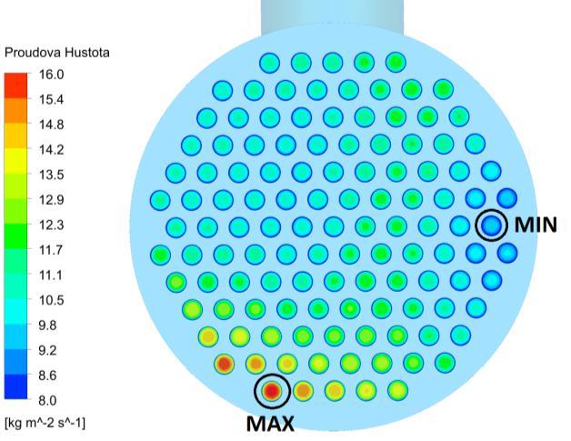 Na následujících čtyřech různých geometriích porovnávám tento nestejnoměrný hmotnostní průtok díky funkci proudové hustoty v trubkách.